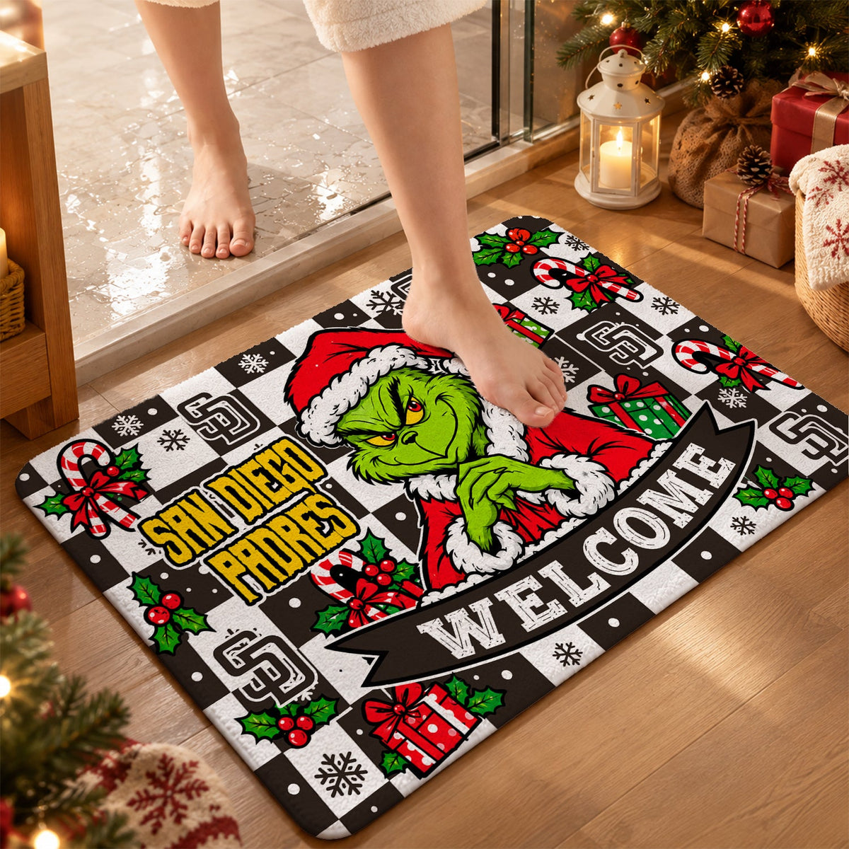 [HOMERUN DEAL] NEW CUSTOMIZED MLB18 SDP THE PADRES FLOOR MAT & DOOR MAT