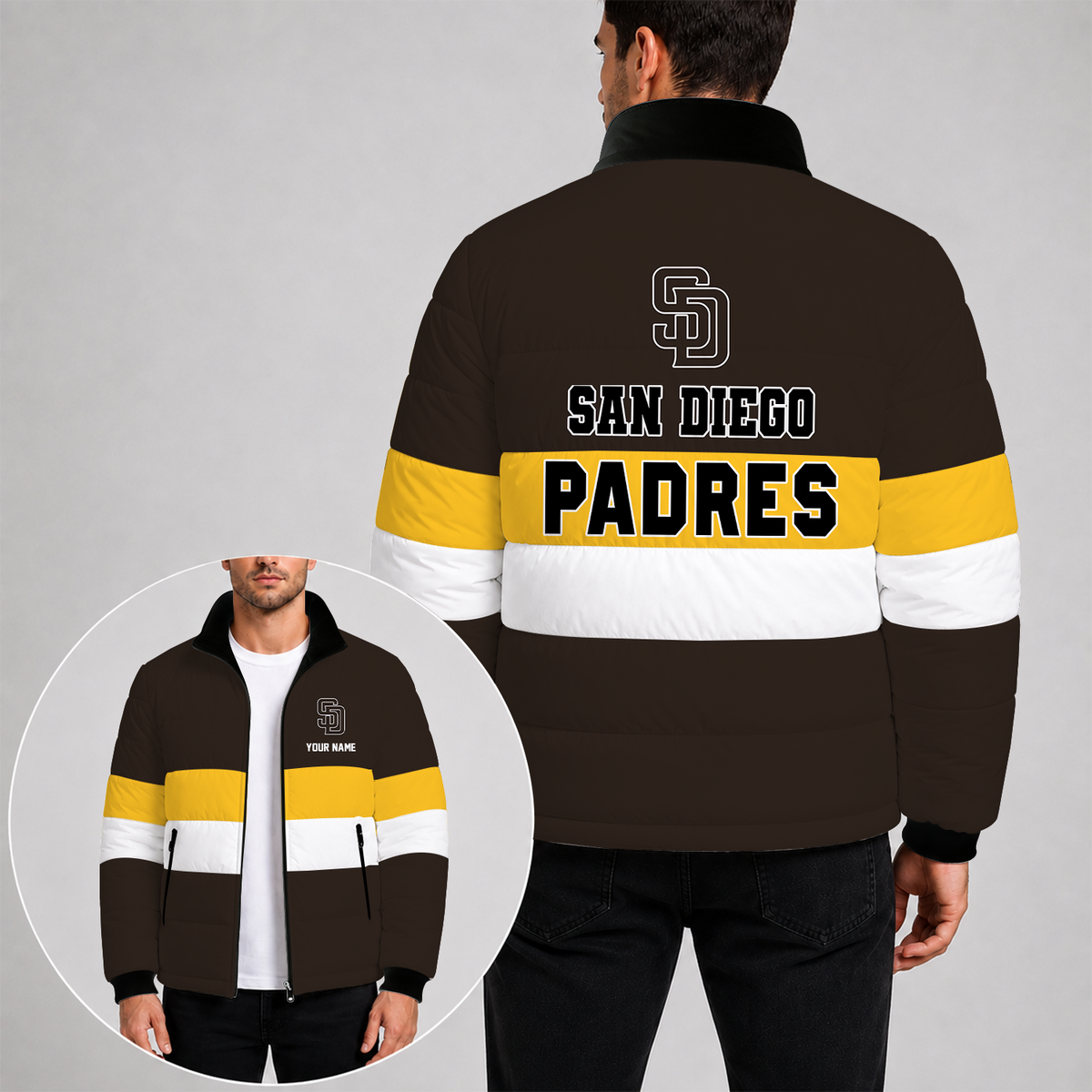 [HOMERUN DEAL] NEW CUSTOMIZED MLB 18 THE PADRES PUFFER JACKET