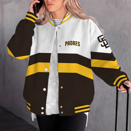 [HOMERUN DEAL] NEW CUSTOMIZED MLB18 SDP SAN DIEGO PADRES SATIN VARSITY & BASEBALL JACKET