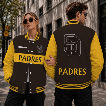 [HOMERUN DEAL] NEW CUSTOMIZED MLB18 SDP SAN DIEGO PADRES SATIN VARSITY & BASEBALL JACKET