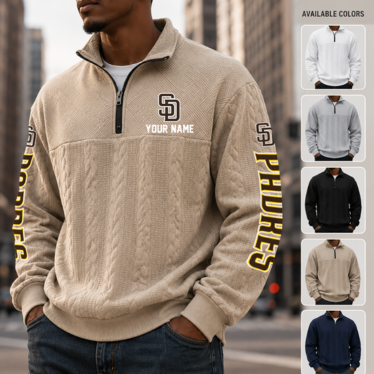 [HOMERUN DEAL] NEW CUSTOMIZED MLB18 SDP SAN DIEGO PADRES MULTICOLOR QUARTER-ZIP SWEATSHIRT