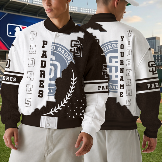 [HOMERUN DEAL] NEW CUSTOMIZED MLB18 SDP SAN DIEGO PADRES SATIN VARSITY & BASEBALL JACKET