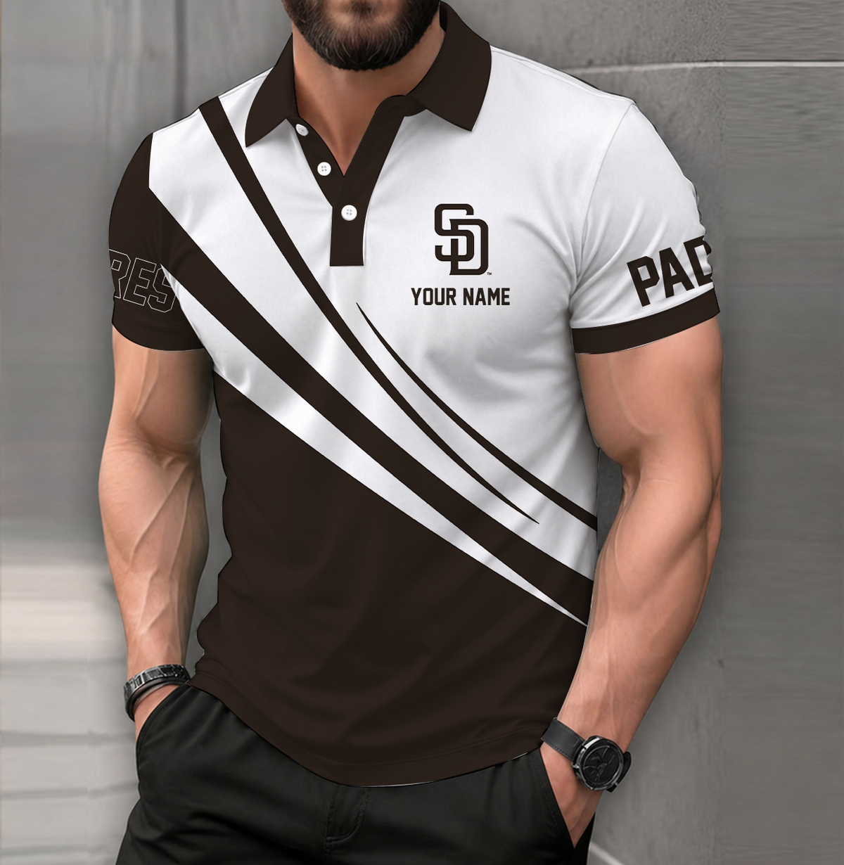 [HOMERUN DEAL] NEW CUSTOMIZED MLB18 SDP SAN DIEGO PADRES POLO SHIRT