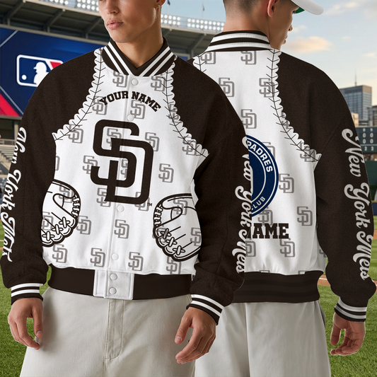 [HOMERUN DEAL] NEW CUSTOMIZED MLB18 SDP SAN DIEGO PADRES SATIN VARSITY & BASEBALL JACKET