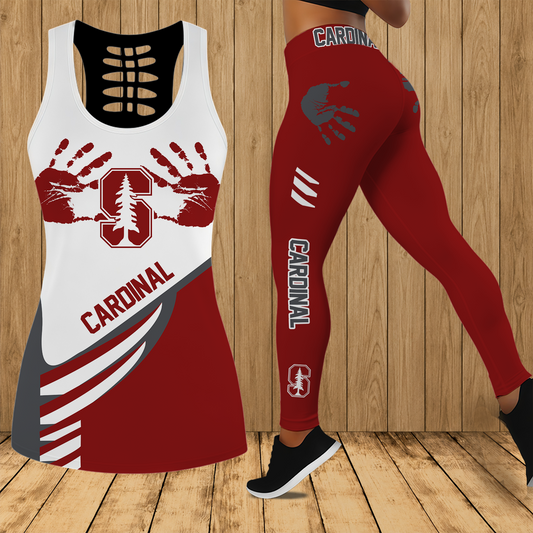 [HOMERUN DEAL] NEW CUSTOMIZED NCAA CWS18 STC STANFORD CARDINAL HOLLOW TANK TOP & LEGGINGS SET