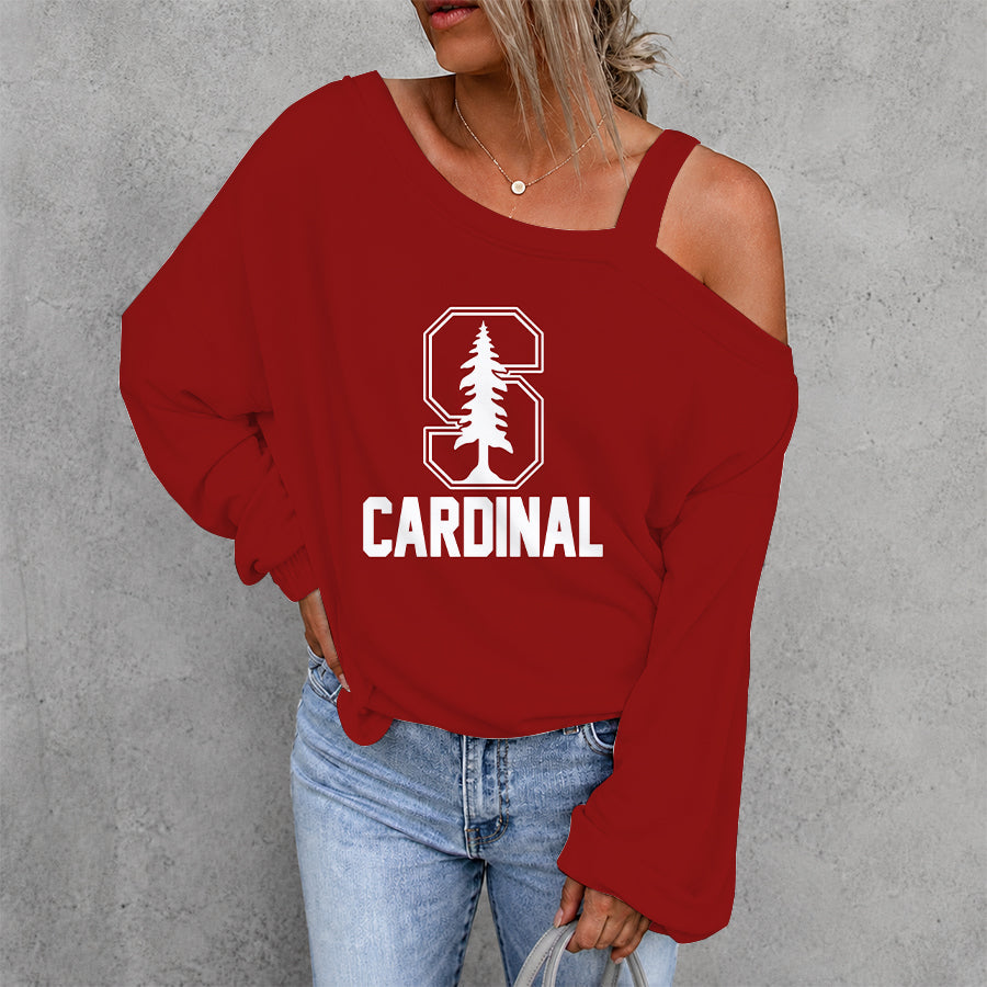 [HOMERUN DEAL] NEW CUSTOMIZED NCAA CWS18 STC STANFORD CARDINAL WOMEN'S OFF-SHOULDER LONG SLEEVE SHIRT