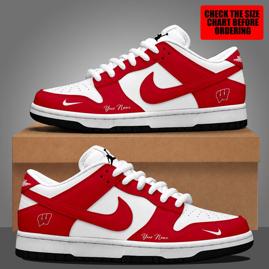 [TOUCHDOWN DEAL]NEW CUSTOMIZED NCAA FBS18 WSB WISCONSIN BADGERS DUNK LOW SHOES