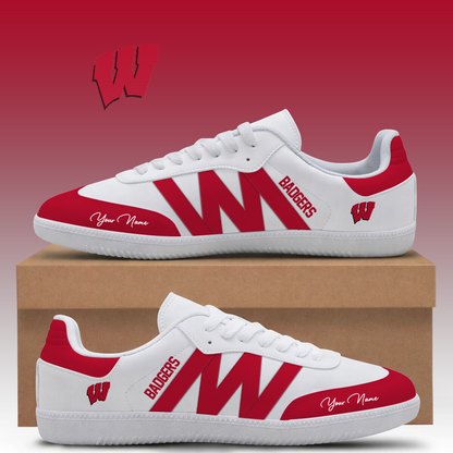 [TOUCHDOWN DEAL] NEW CUSTOMIZED NCAA FBS18 WSB WISCONSIN BADGERS CLASSIC SNEAKERS