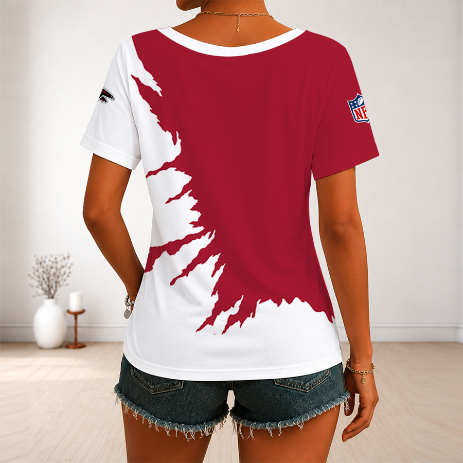 [SPECIAL OFFER] NEW CUSTOMIZED NFL18 ATF ATLANTA FALCONS V-NECK FEMALE SHIRT