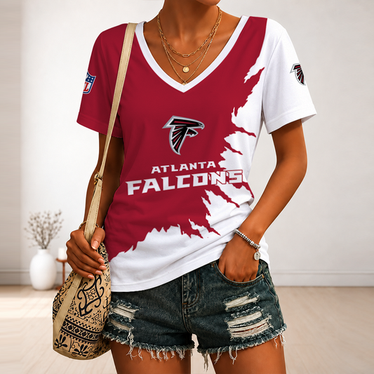 [TOUCHDOWN DEAL] NEW CUSTOMIZED NFL18 ATF ATLANTA FALCONS V-NECK FEMALE SHIRT