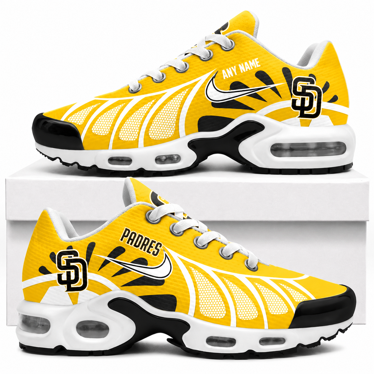 [HOMERUN DEAL] NEW CUSTOMIZED  MLB18 SDP SAN DIEGO PADRES AIR MAX PLUS SNEAKERS
