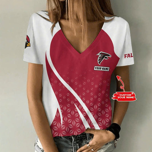 [TOUCHDOWN DEAL] NEW CUSTOMIZED NFL18 ATF ATLANTA FALCONS V-NECK FEMALE SHIRT