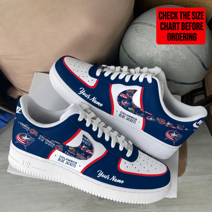 [PUCK DROP DEAL] NEW CUSTOMIZED NHL18 CBJ COLUMBUS BLUE JACKETS AF1 SHOES
