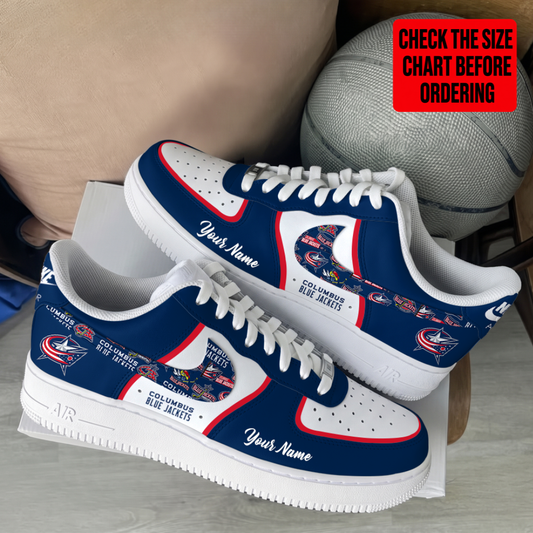 [PUCK DROP DEAL] NEW CUSTOMIZED NHL18 CBJ COLUMBUS BLUE JACKETS AF1 SHOES