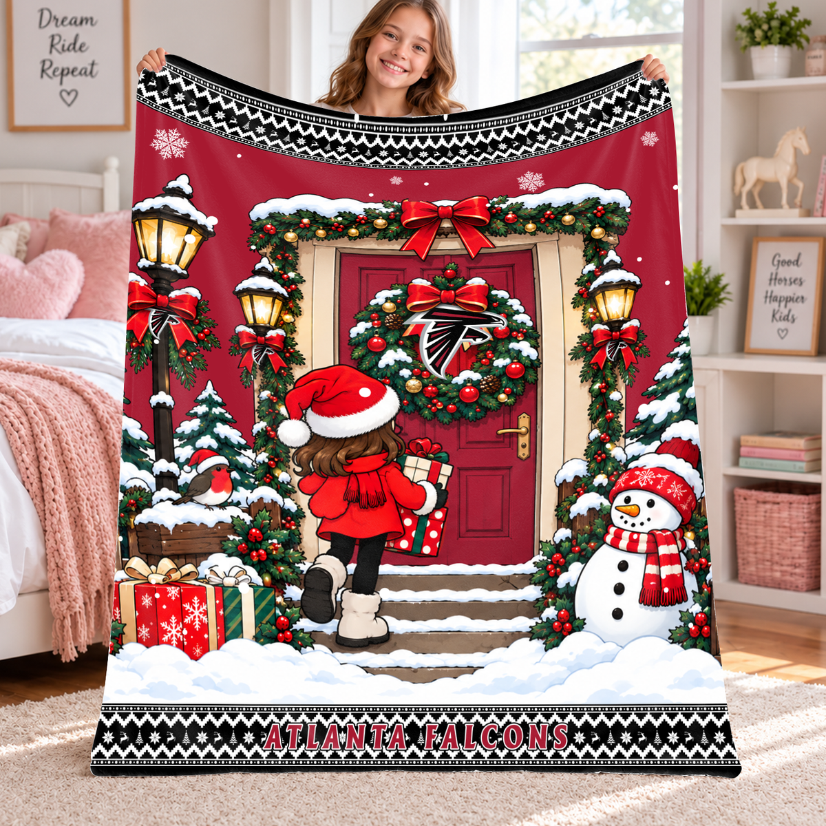 [TOUCHDOWN DEAL] NEW CUSTOMIZED NFL18 ATF THE FALCONS FLEECE BLANKET