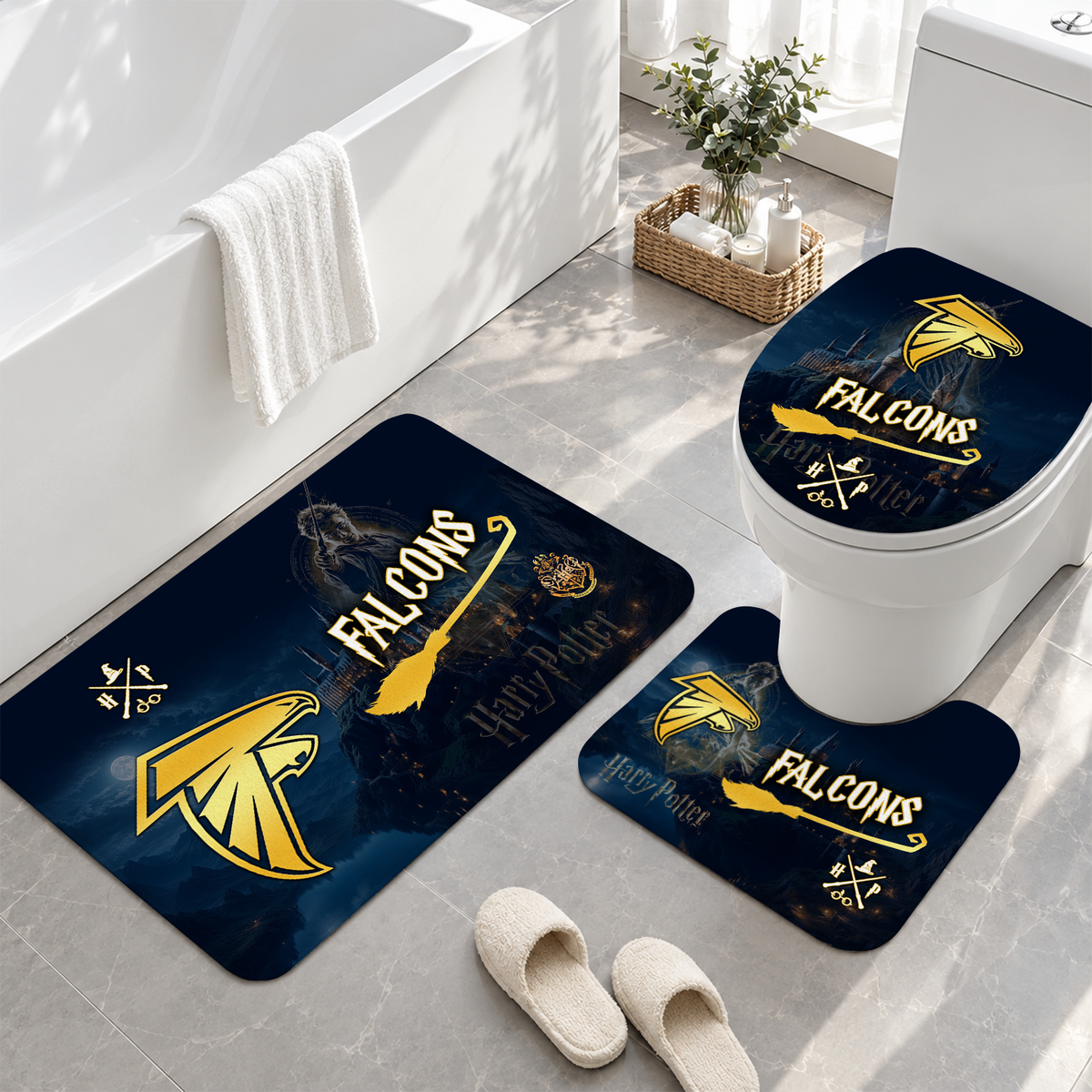 [TOUCHDOWN DEAL] NEW CUSTOMIZED NFL18 ATF ATLANTA FALCONS 3-PIECE BATHROOM RUG SET