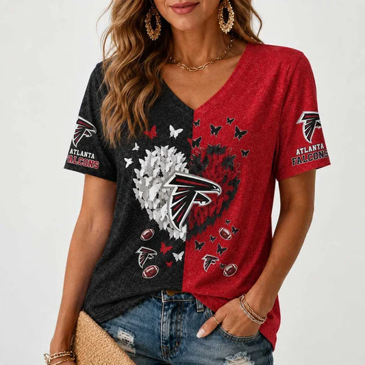 [TOUCHDOWN DEAL] NEW CUSTOMIZED NFL18 ATF ATLANTA FALCONS V-NECK FEMALE SHIRT