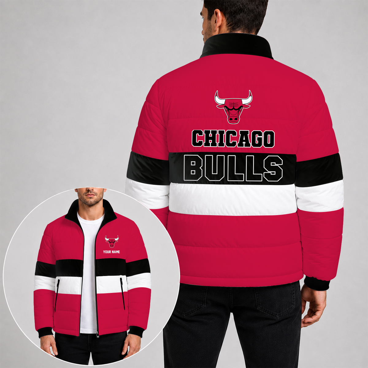 [SLAM DUNK DEAL] NEW CUSTOMIZED NBA19 CBU THE BULLS PUFFER JACKET