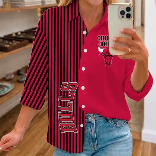 [HOT DEAL] NEW CUSTOMIZED NBA19 CBU CHICAGO BULLS WOMEN CASUAL SHIRT FOR FAN