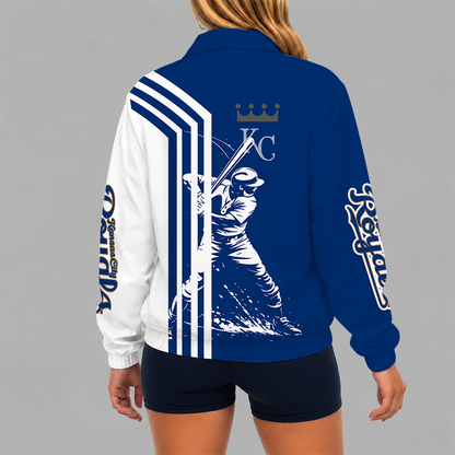 [HOMERUN DEAL] NEW CUSTOMIZED MLB19 KCR KANSAS CITY ROYALS V-NECK ZIPPER SWEATSHIRT JACKET