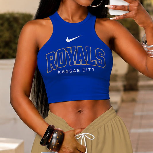 [HOMERUN DEAL] NEW CUSTOMIZED MLB19 KCR KANSAS CITY ROYALS WOMEN'S CROP TOP & LONGPANTS SET