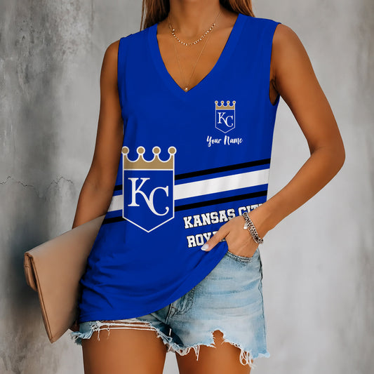 [HOMERUN DEAL] NEW CUSTOMIZED MLB19 KCR KANSAS CITY ROYALS WOMEN'S V-NECK TANK TOP
