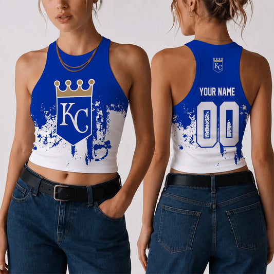[HOMERUN DEAL] NEW CUSTOMIZED MLB19 KCR THE ROYALS WOMEN'S CROP TOP