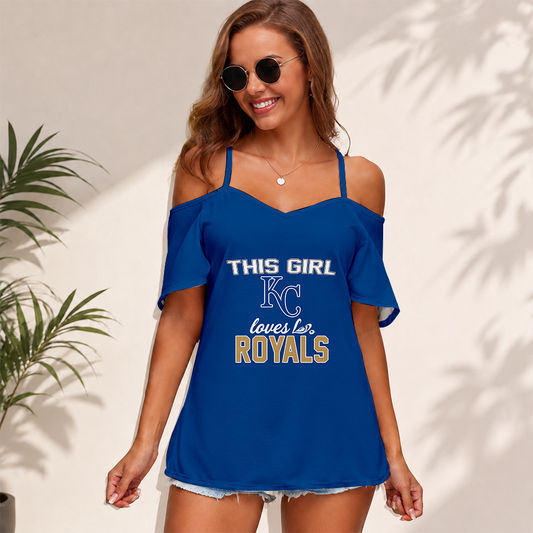 [HOMERUN DEAL] NEW CUSTOMIZED MLB19 KCR KANSAS CITY ROYALS WOMEN'S STRAPPY OFF-SHOULDER TOP