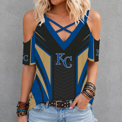 [HOMERUN DEAL] NEW CUSTOMIZED MLB19 KCR KANSAS CITY ROYALS CRISS CROSS V-NECK TOP