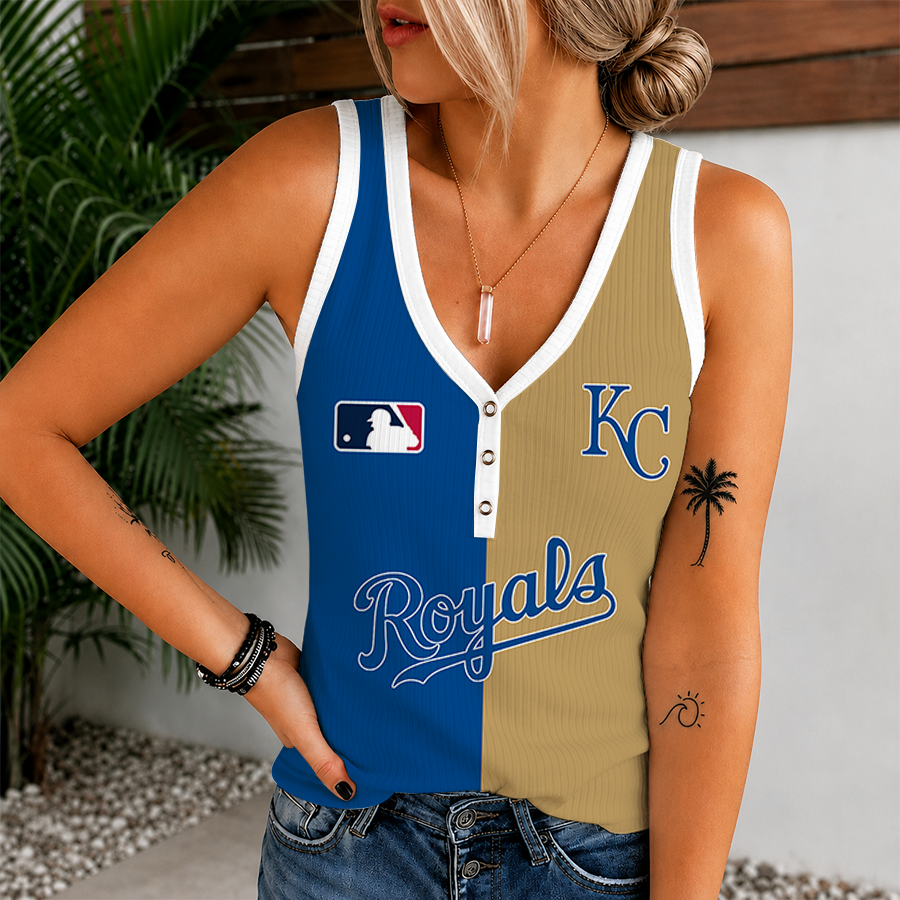 [HOMERUN DEAL] NEW CUSTOMIZED MLB19 KCR KANSAS CITY ROYALS WOMEN'S V-NECK TANK TOP