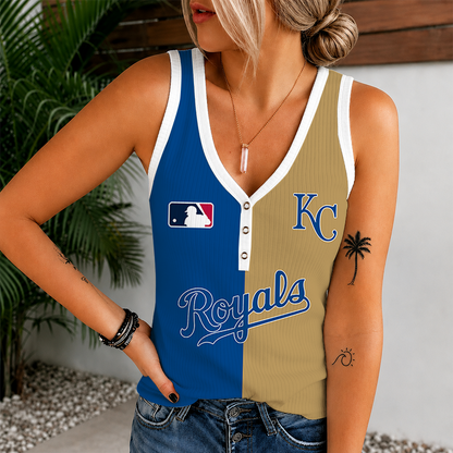 [HOMERUN DEAL] NEW CUSTOMIZED MLB19 KCR KANSAS CITY ROYALS WOMEN'S V-NECK TANK TOP