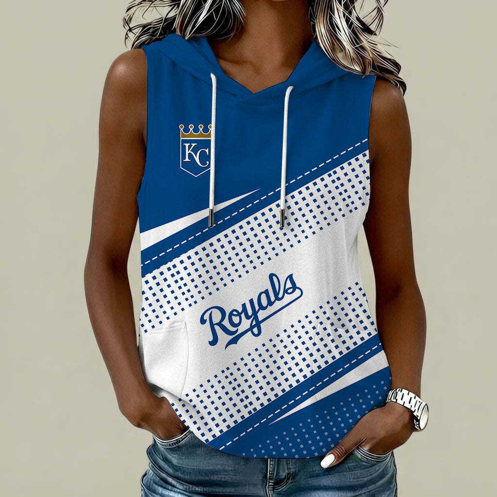 [HOMERUN DEAL] NEW CUSTOMIZED MLB19 KCR KANSAS CITY ROYALS WOMEN'S SLEEVELESS HOODED POCKET TANK TOP