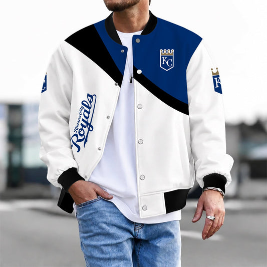 [HOMERUN DEAL] NEW CUSTOMIZED MLB19 KCR KANSAS CITY ROYALS SATIN VARSITY & BASEBALL JACKET