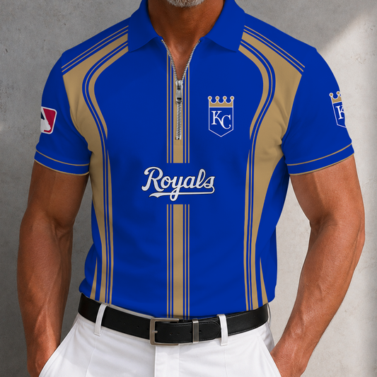 [HOMERUN DEAL] NEW CUSTOMIZED MLB19 KCR KANSAS CITY ROYALS ZIP POLO SHIRT