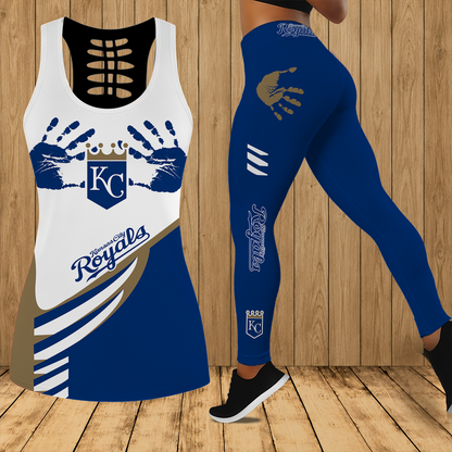 [HOMERUN DEAL] NEW CUSTOMIZED MLB19 KCR KANSAS CITY ROYALS HOLLOW TANK TOP & LEGGINGS SET