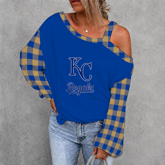[HOMERUN DEAL] NEW CUSTOMIZED MLB19 KCR KANSAS CITY ROYALS WOMEN'S OFF-SHOULDER LONG SLEEVE SHIRT