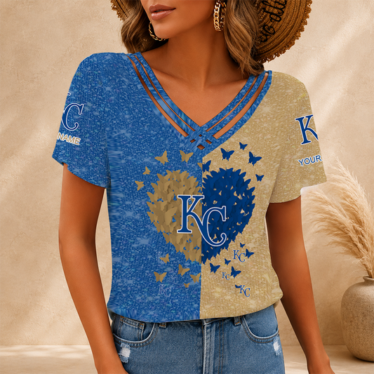 [HOMERUN DEAL] NEW CUSTOMIZED MLB19 KCR KANSAS CITY ROYALS V-NECK SHIRT