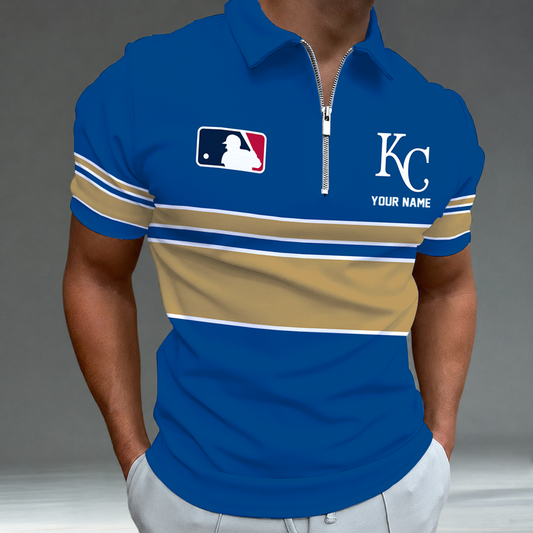 [HOMERUN DEAL] NEW CUSTOMIZED MLB19 KCR KANSAS CITY ROYALS ZIP POLO SHIRT