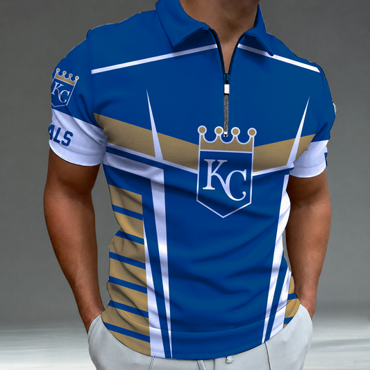 [HOMERUN DEAL] NEW CUSTOMIZED MLB19 KCR KANSAS CITY ROYALS ZIP POLO SHIRT