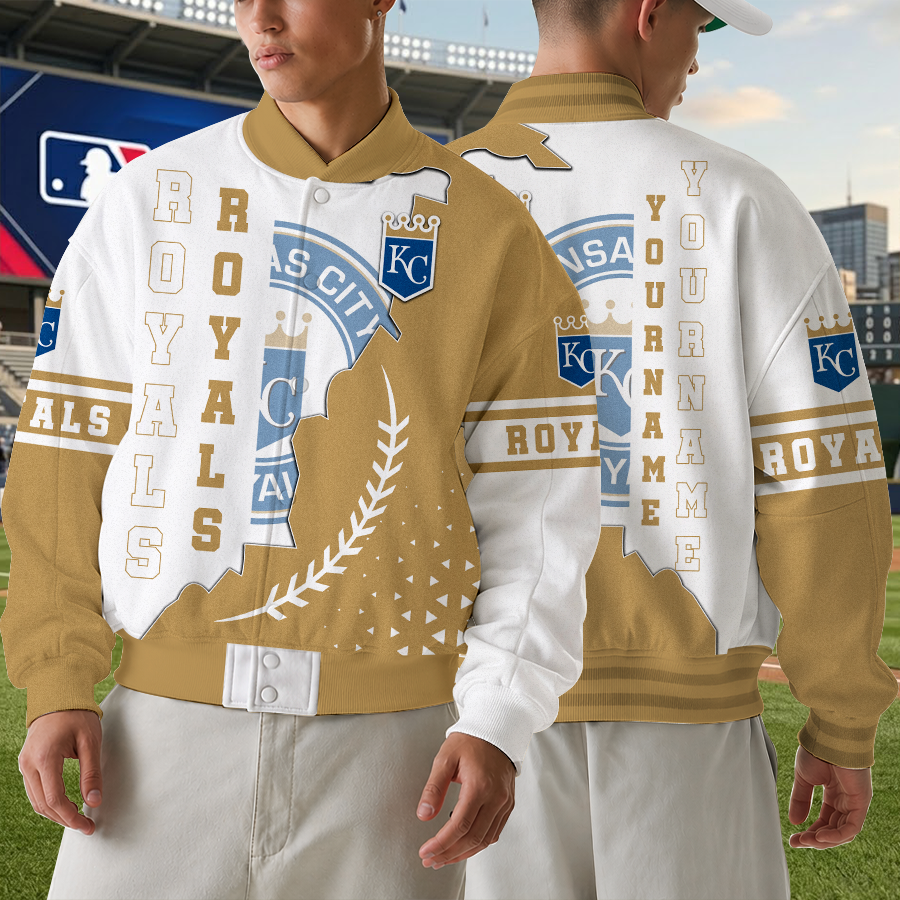 [HOMERUN DEAL] NEW CUSTOMIZED MLB19 KCR KANSAS CITY ROYALS SATIN VARSITY & BASEBALL JACKET