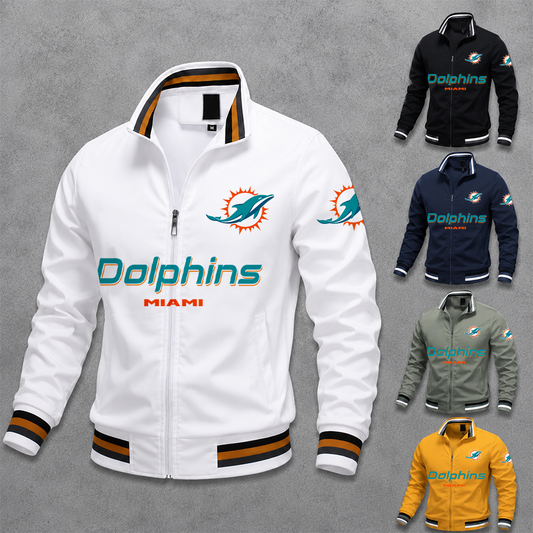 [TOUCHDOWN DEAL] NEW CUSTOMIZED NFL19 MDP MIAMI DOLPHINS MEN'S CASUAL JACKET