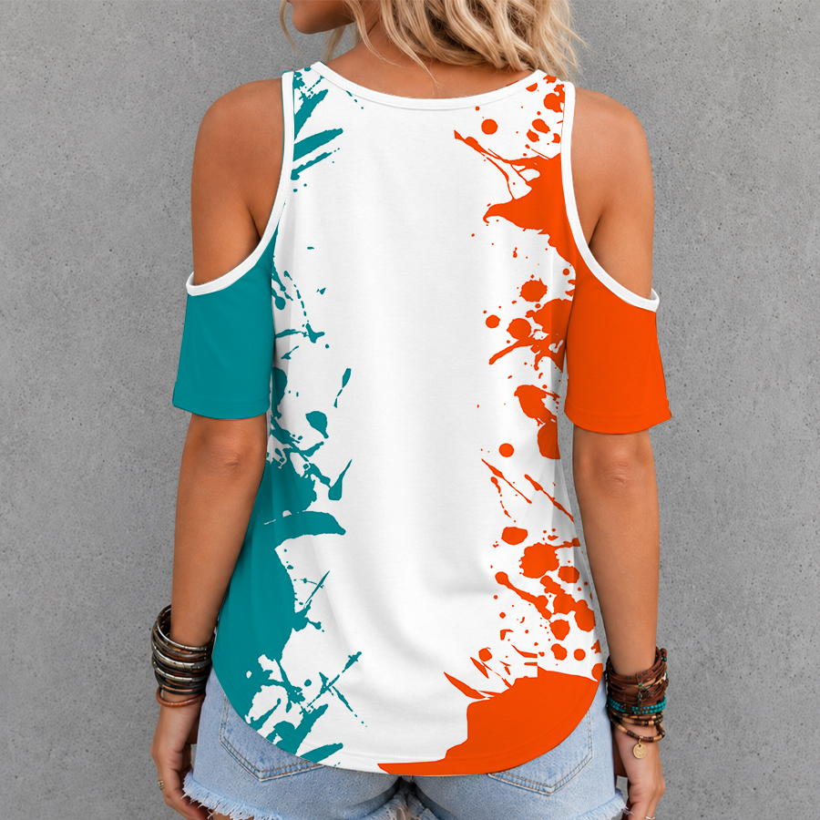 [TOUCHDOWN DEAL] NEW CUSTOMIZED NFL19 MDP MIAMI DOLPHINS CRISS CROSS V-NECK TOP