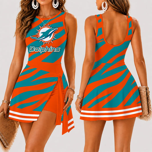 [TOUCHDOWN DEAL] NEW CUSTOMIZED NFL19 MDP MIAMI DOLPHINS WOMEN'S SUMMER SKORT DRESS