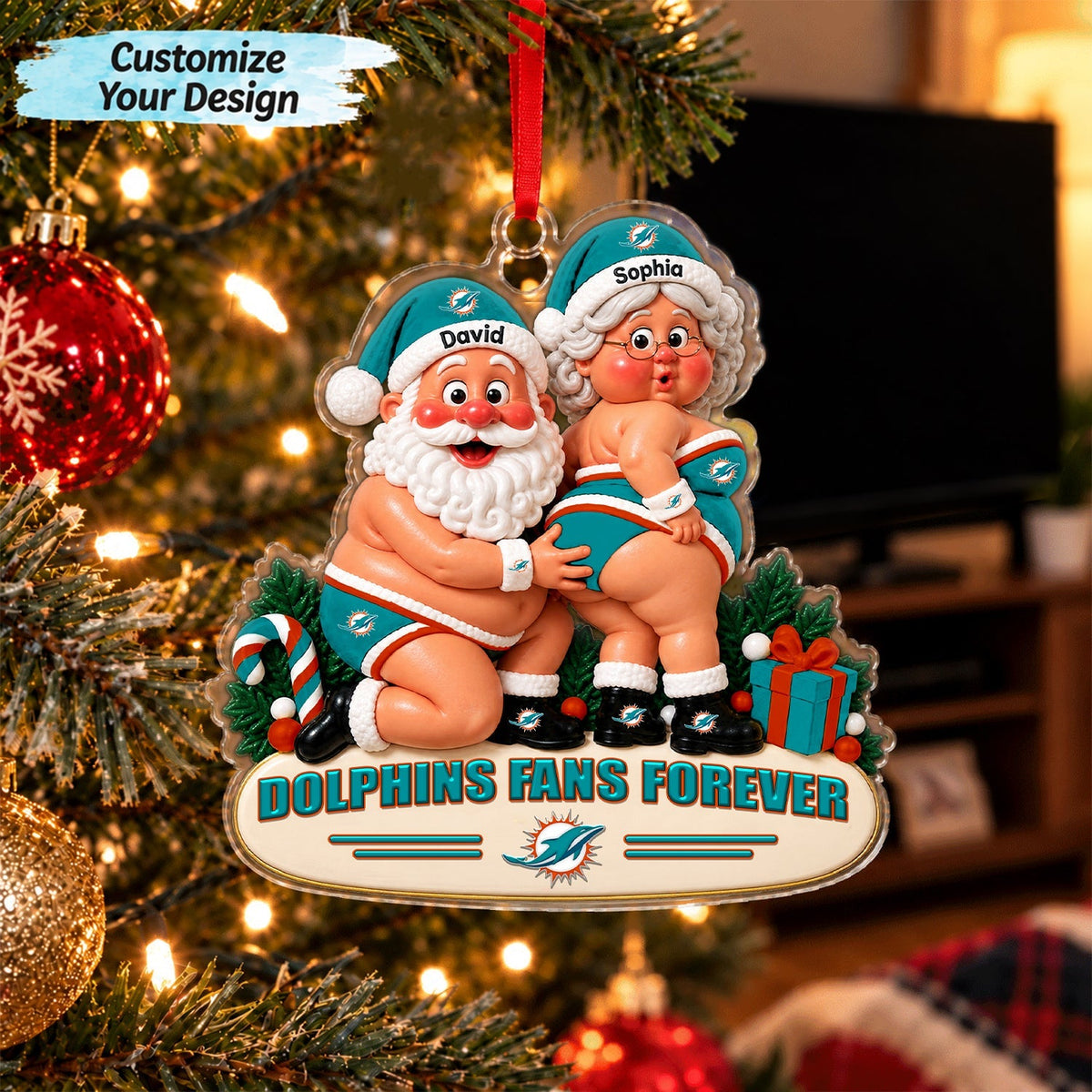 [TOUCHDOWN DEAL] NEW CUSTOMIZED NFL19 MDP MIAMI DOLPHINS CHRISTMAS ACRYLIC ORNAMENT