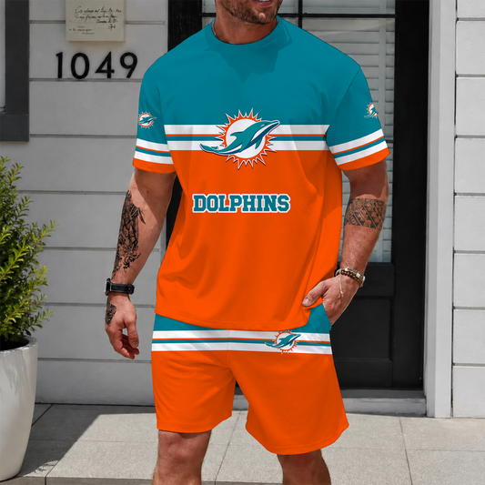 [TOUCHDOWN DEAL] NEWCUSTOMIZED NFL19 MDP MIAMI DOLPHINS UNISEX T-SHIRT & SHORTS SET