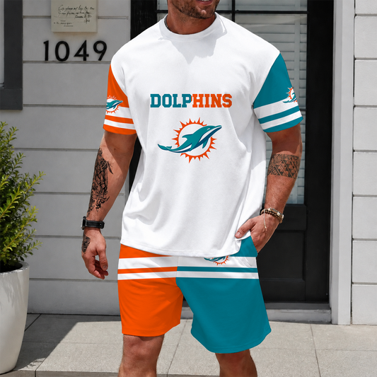 [TOUCHDOWN DEAL] NEWCUSTOMIZED NFL19 MDP MIAMI DOLPHINS UNISEX T-SHIRT & SHORTS SET