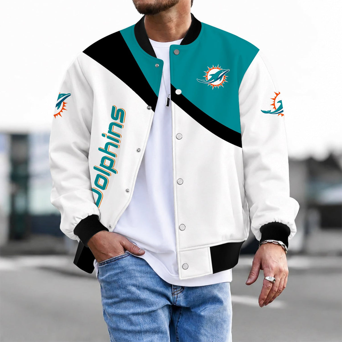 [TOUCHDOWN DEAL] NEW CUSTOMIZED NFL19 MDP MIAMI DOLPHINS SATIN VARSITY & BASEBALL JACKET