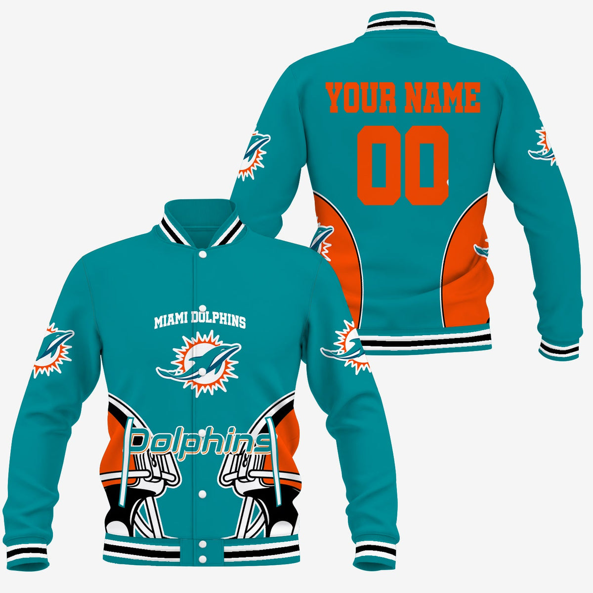 [TOUCHDOWN DEAL] NEW CUSTOMIZED NFL19 MDP MIAMI DOLPHINS SATIN VARSITY & BASEBALL JACKET