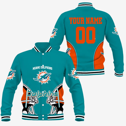 [TOUCHDOWN DEAL] NEW CUSTOMIZED NFL19 MDP MIAMI DOLPHINS SATIN VARSITY & BASEBALL JACKET
