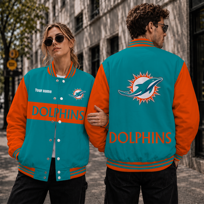 [TOUCHDOWN DEAL] NEW CUSTOMIZED NFL19 MDP MIAMI DOLPHINS SATIN VARSITY & BASEBALL JACKET
